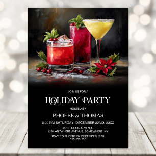 Poinsettia Cocktail Julfest Inbjudningar