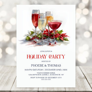 Poinsettia Cocktail Julfest Inbjudningar