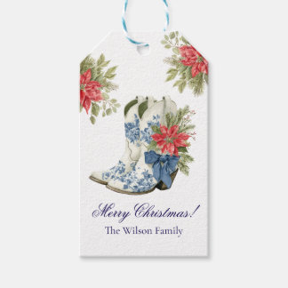 Poinsettia Cowgirl Boot Julpresenttagg Presentetikett