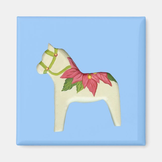 Poinsettia Dalahäst Magnet (Framsidan)