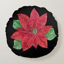 Poinsettia Dekorativ kudde - Black Background