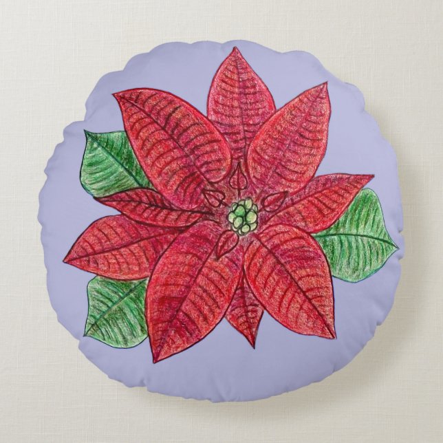 Poinsettia Dekorativ kudde - Lavender Background (Framsidan)