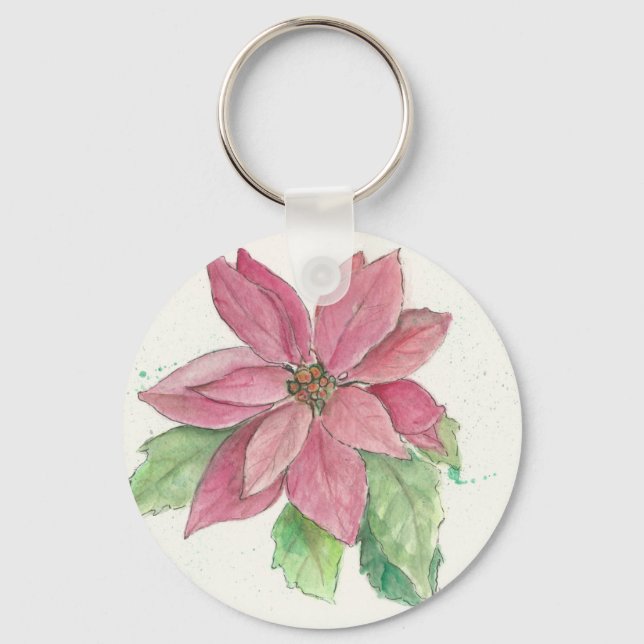 Poinsettia-design i en nyckelkedja nyckelring (Framsida)