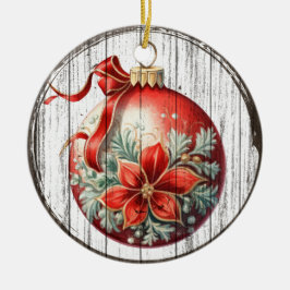 Poinsettia Elegance - Rustic jul Ornament