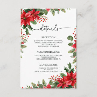Poinsettia Elegant Julbröllop Tilläggskort