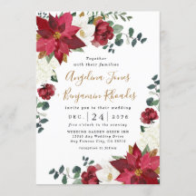 Poinsettia Elegant Red Guld White Blommigt Bröllop