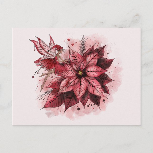 Poinsettia Fairy Vykort (Framsida)