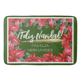 Poinsettia Feliz Navidad Helgdag Family Namn Badrumsmatta