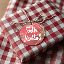Poinsettia Feliz Navidad Julgransprydnad Keramik
