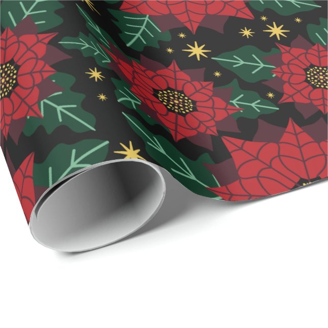 Poinsettia Festive Wrapping Papper Presentpapper (Rullad Hörn)