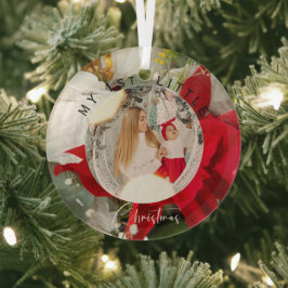 Poinsettia Floral 1st Little Christmas Photo Julgransdekoration