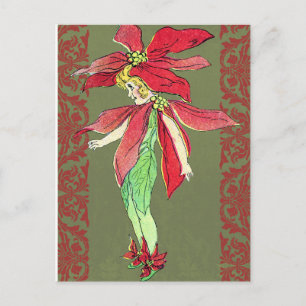 Poinsettia Flower Fairy Vykort