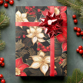 Poinsettia Flower i Black Red Guld | Jul Presentpapper