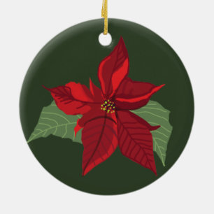 Poinsettia Flower- jul- Ceramic Ornament