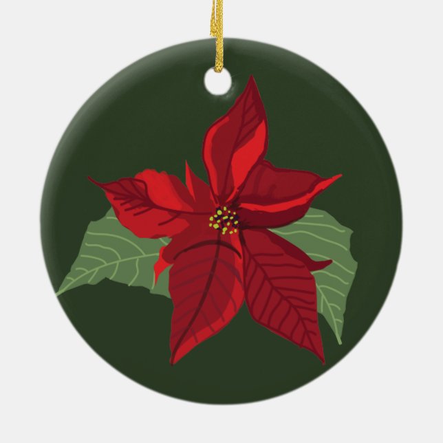 Poinsettia Flower- jul- Ceramic Ornament (Baksidan)