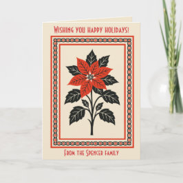 Poinsettia Flower Nordic Christmas Minimal Style Kort