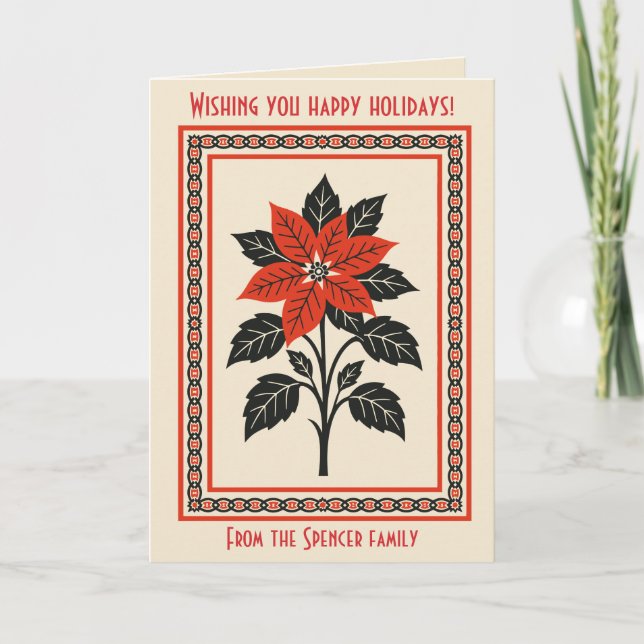 Poinsettia Flower Nordic Christmas Minimal Style Kort (Framsida)