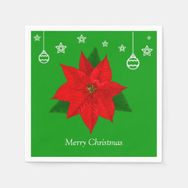 Poinsettia Flower på Grönten Pappersservett