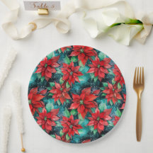 Poinsettia Flowers Classic-julets Blommigt