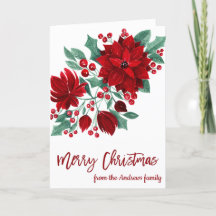 Poinsettia Flowers Ivy Löv Watercolor jul