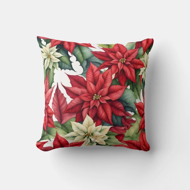 Poinsettia Flowers Kudde (Framsida)