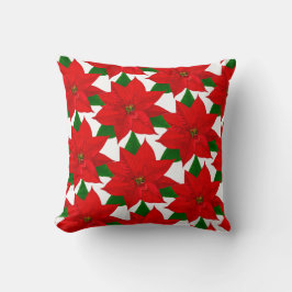 Poinsettia Flowers on White Kudde