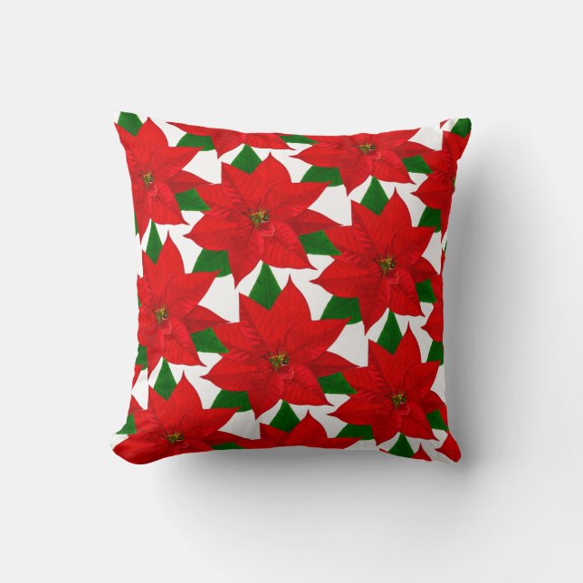 Poinsettia Flowers on White Kudde (Framsida)