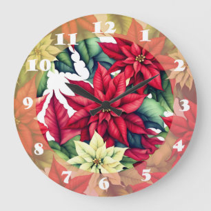 Poinsettia Flowers Stor Klocka