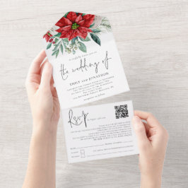 Poinsettia Foliage QR-kodskript Bröllop
