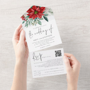 Poinsettia Foliage QR-kodskript Bröllop