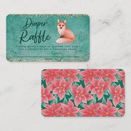 Poinsettia Fox Baby Shower Diaper Raffle Biljett Tilläggskort