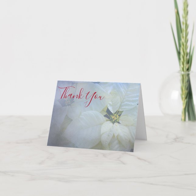 Poinsettia funeral thank you card helgkort (Framsida)