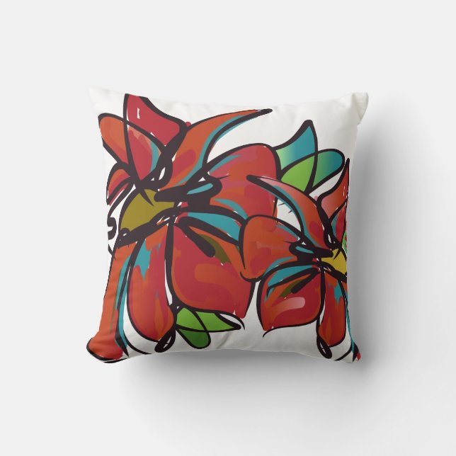 Poinsettia fyrkantig kudde (Framsida)