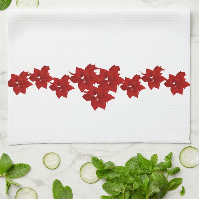 Poinsettia Garland Kitchen Towel Kökshandduk (Vikta)