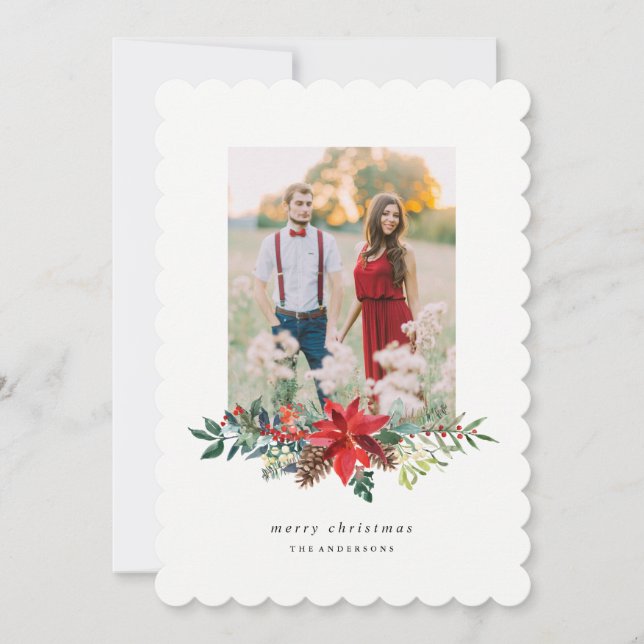 Poinsettia Garland Photo Card Julkort (Framsida)