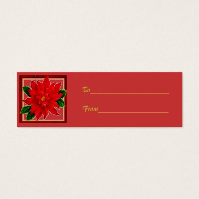 Poinsettia Gift Märkre Litet Visitkort (Framsidan)