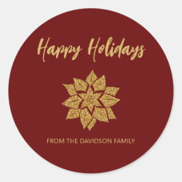 Poinsettia Glad helg Glitter jul Runt Klistermärke