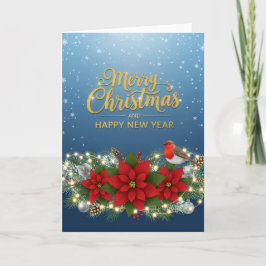 Poinsettia Glow Christmas & New Year Card Kort