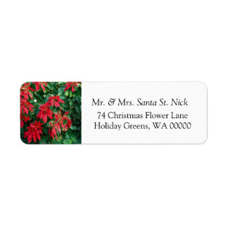 Poinsettia God jul Card Mail-etiketter Returadress Etikett