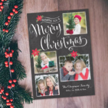 Poinsettia God jul Photo Card