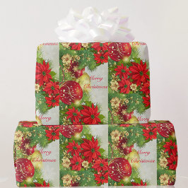Poinsettia God jul Red Grönt Gift Presentpapper