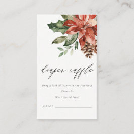 Poinsettia Gräs Cone Diaper Raffle Baby Shower Tilläggskort