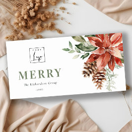 Poinsettia Gräs God jul Logotyp Business Julkort