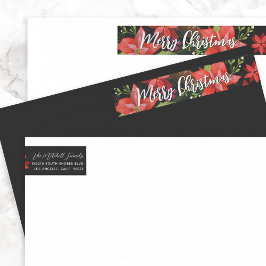 Poinsettia Gräs Mistletoe Holly God jul Etikettband