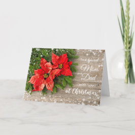 Poinsettia, gräs, på julen Mamma och Pappa Helgkort