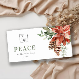 Poinsettia Gräs Peace-Logotypen - företag Julkort
