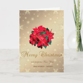 Poinsettia, Guld Snöflingor,Corporate Hälsning Helgkort