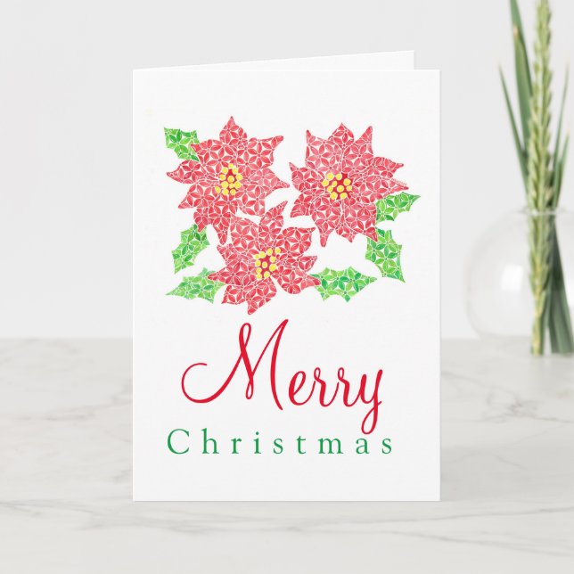 Poinsettia-hälsningskort Helgkort (Framsida)