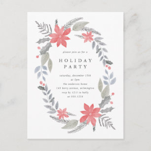 Poinsettia Hand- dragen Julfest av utandning Vykort