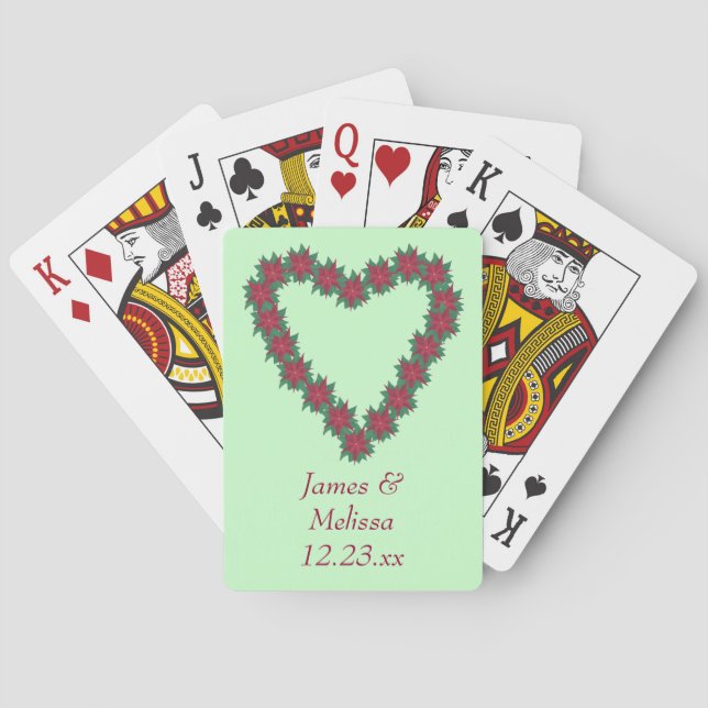 Poinsettia Heart-julkort Spel Kort (Baksidan)